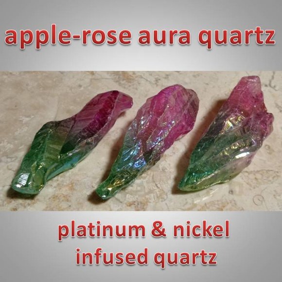 Other - ONE apple-rose AURA QUARTZ crystal stone rock point CHAKRA - healing PLATINUM 01